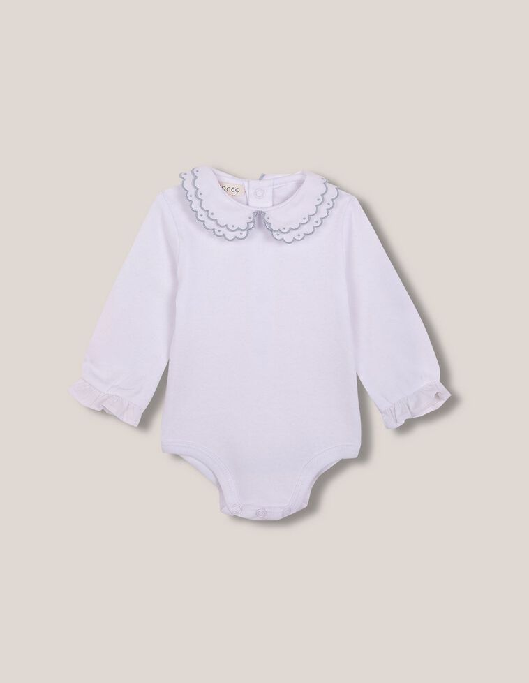 Body de manga comprida com detalhe branco no pescoço