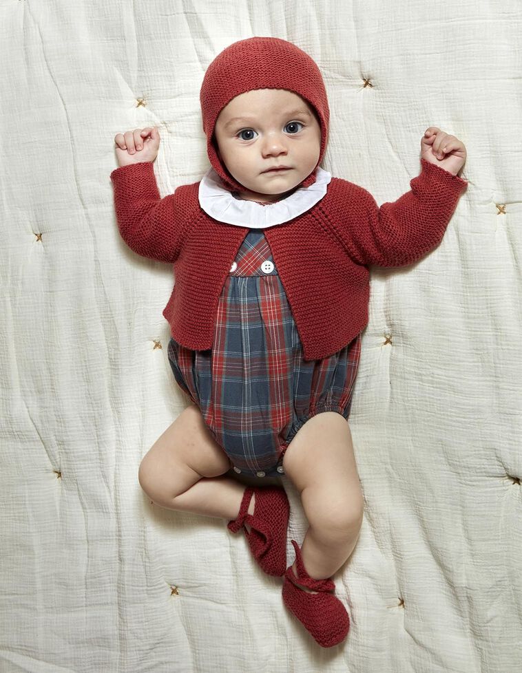 Casaco em malha jarreteira granada