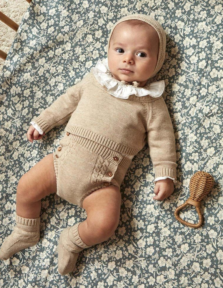 Camisola com lã e oitos castanho claro