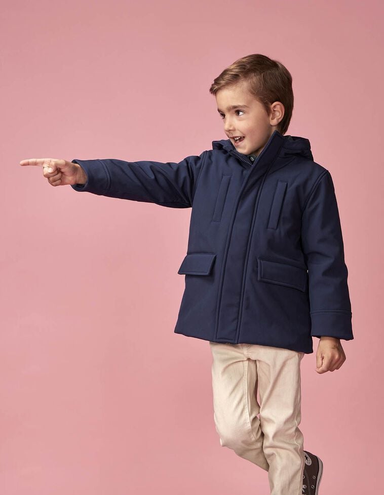 Casaco técnico com capuz azul