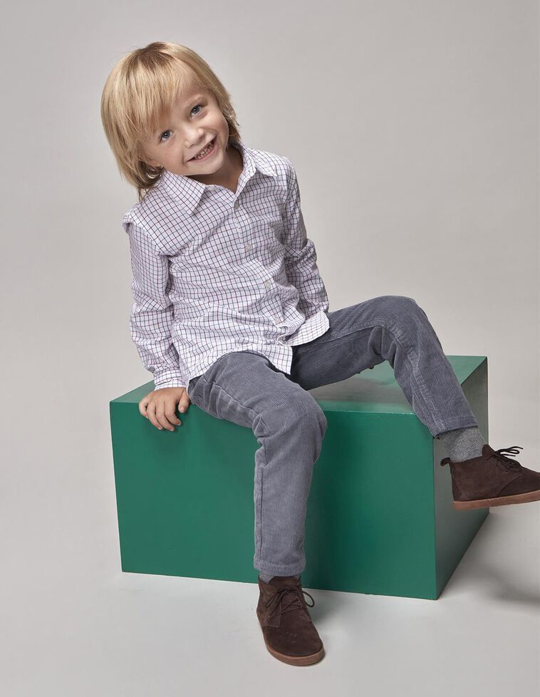 Camisa xadrez com carcela longa branca