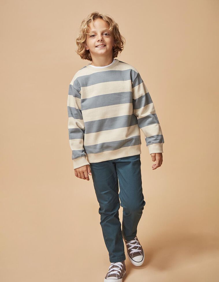 Sweatshirt às riscas azul claro