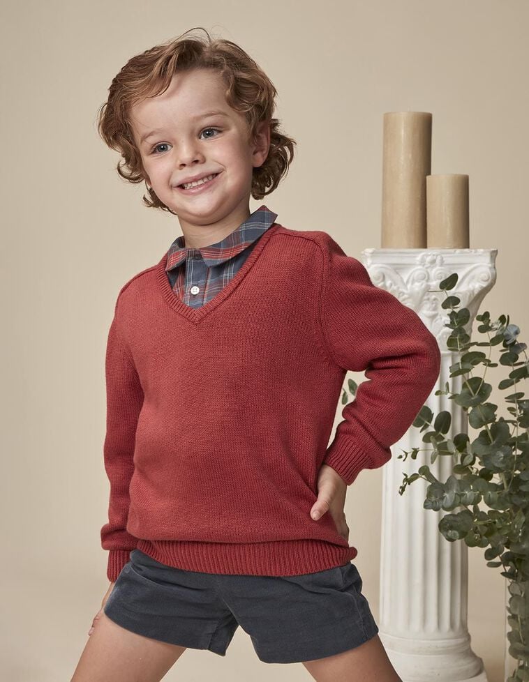 Suéter básico grená com lã