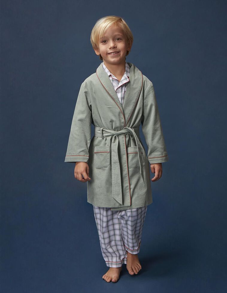 Roupão de micro-camurça com contraste verde