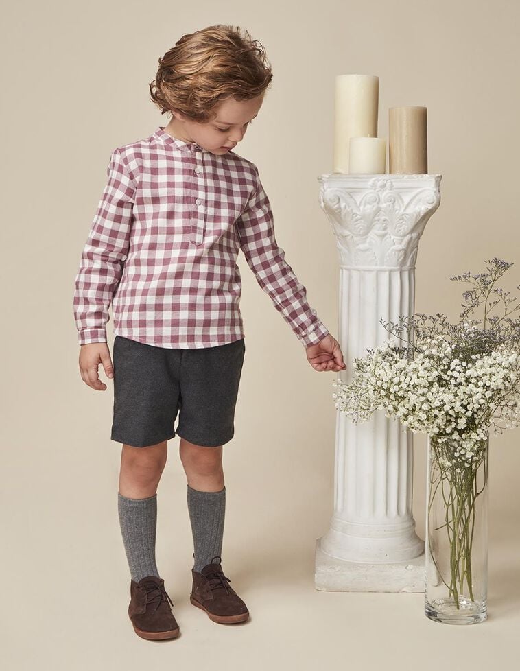 Calções de flanela em cinza