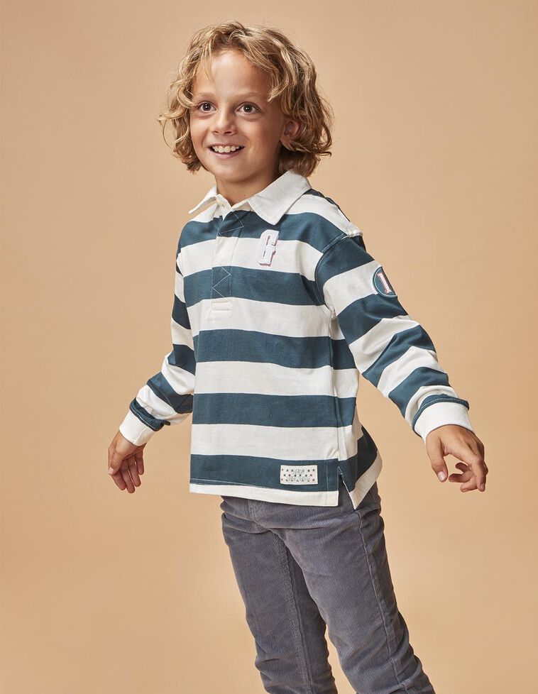 Polo às riscas verde