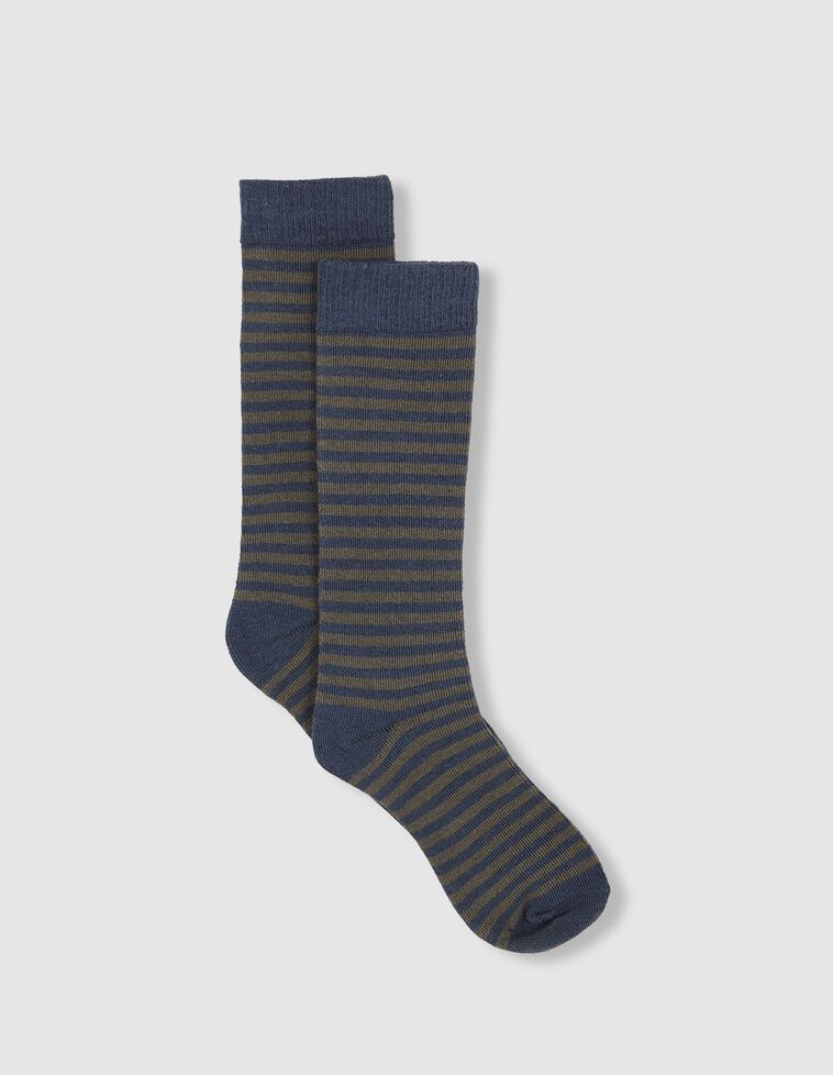 Meias às riscas verde-petróleo