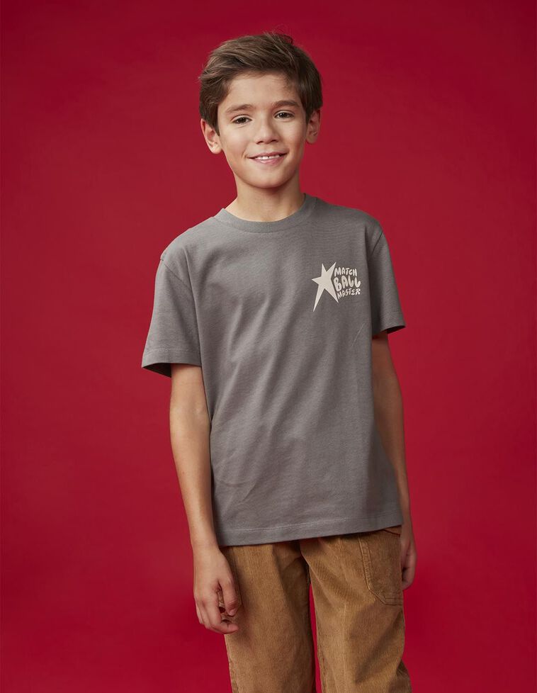 T-shirt com estampa ténis cinzenta