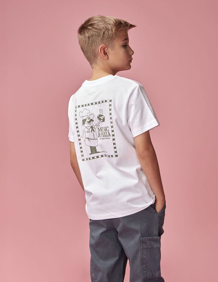 T-shirt com estampa música branca