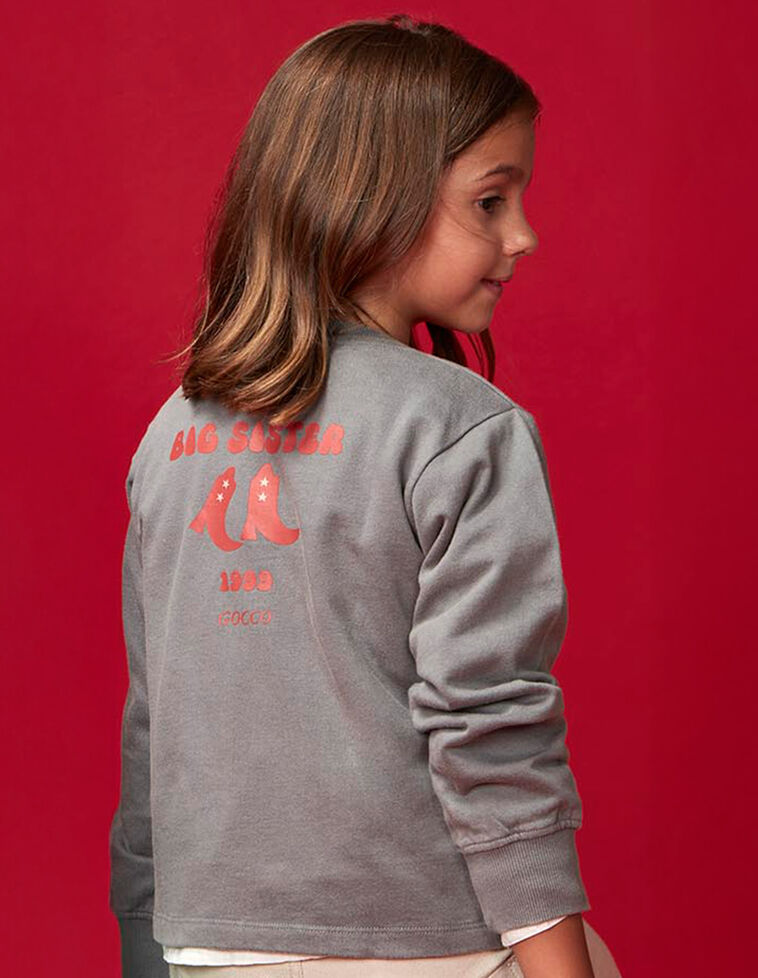 Sweatshirt big sister cinza