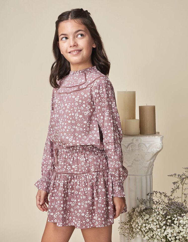 Saia estampada com folho roxo