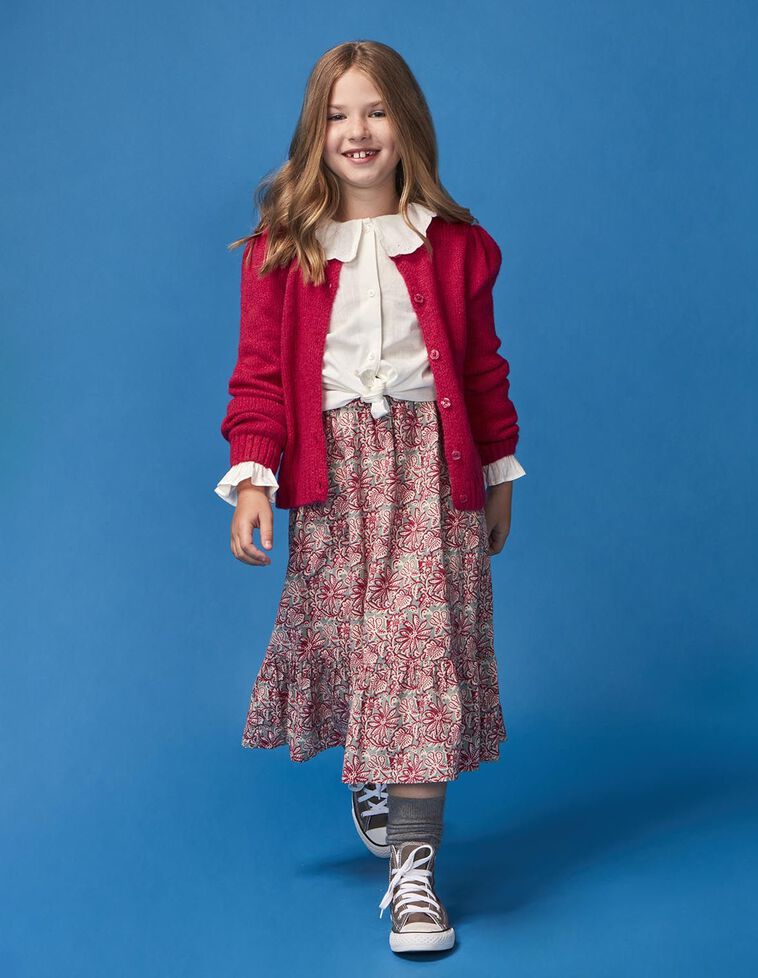 Saia longa floral verde escuro