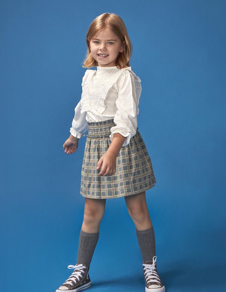 Saia xadrez azul claro