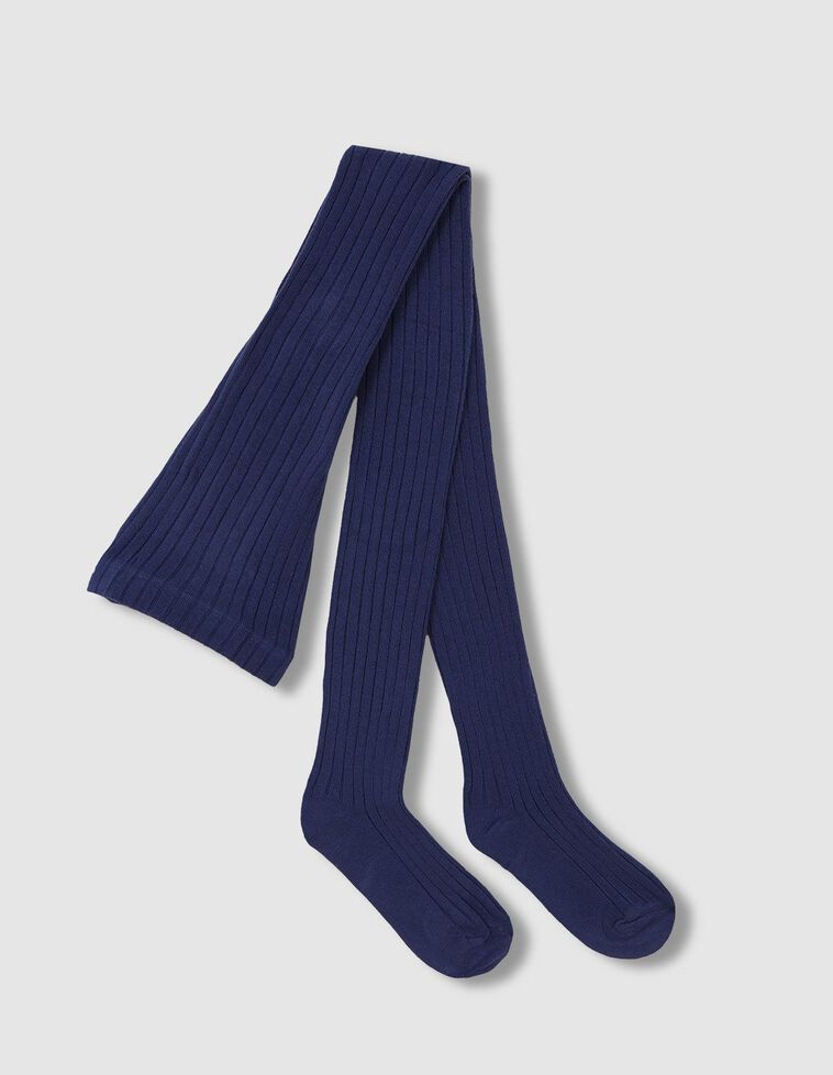 Collants básicos canelados azuis