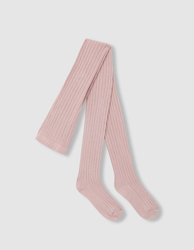 Collants básicos canelados rosa pastel