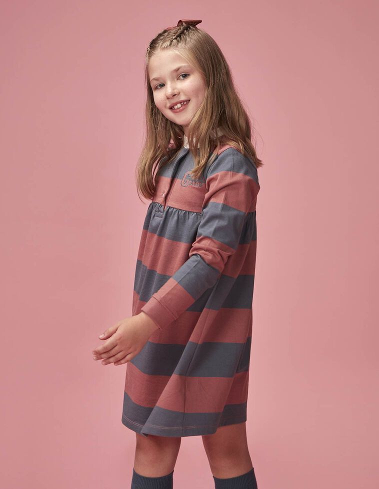 Vestido polo às riscas vermelho