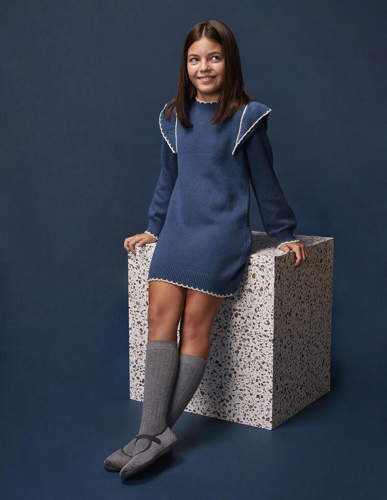 Vestido de malha azul