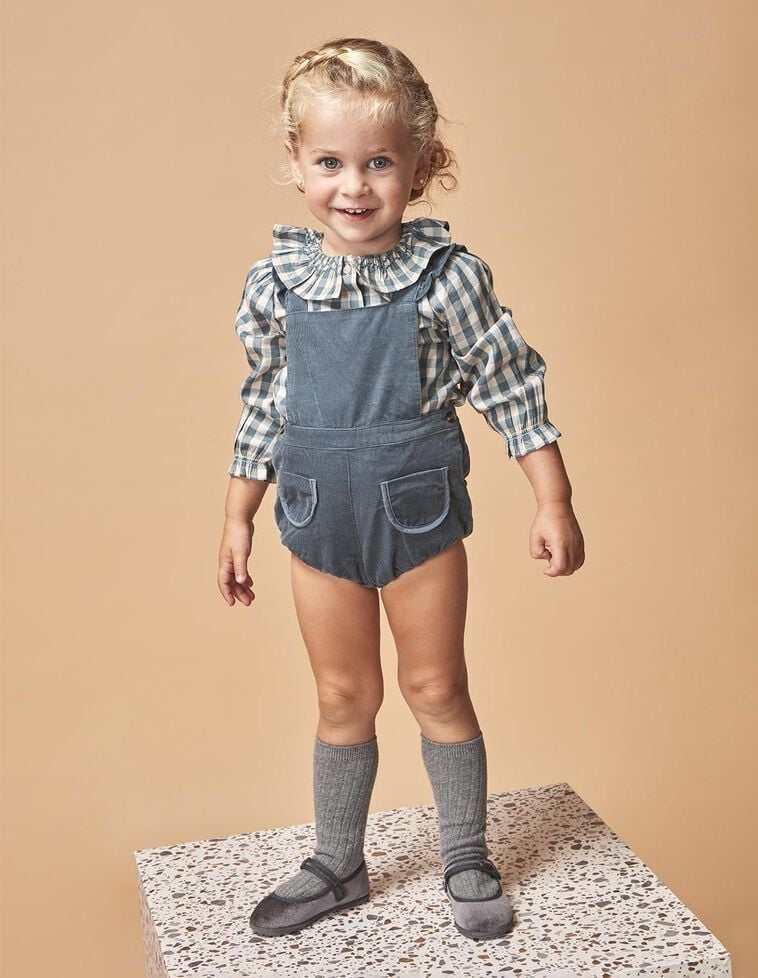 Camisa xadrez com smock na frente verde