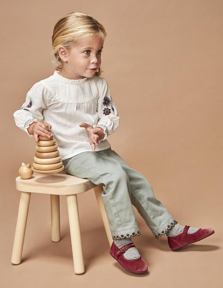 Calças bordadas verde