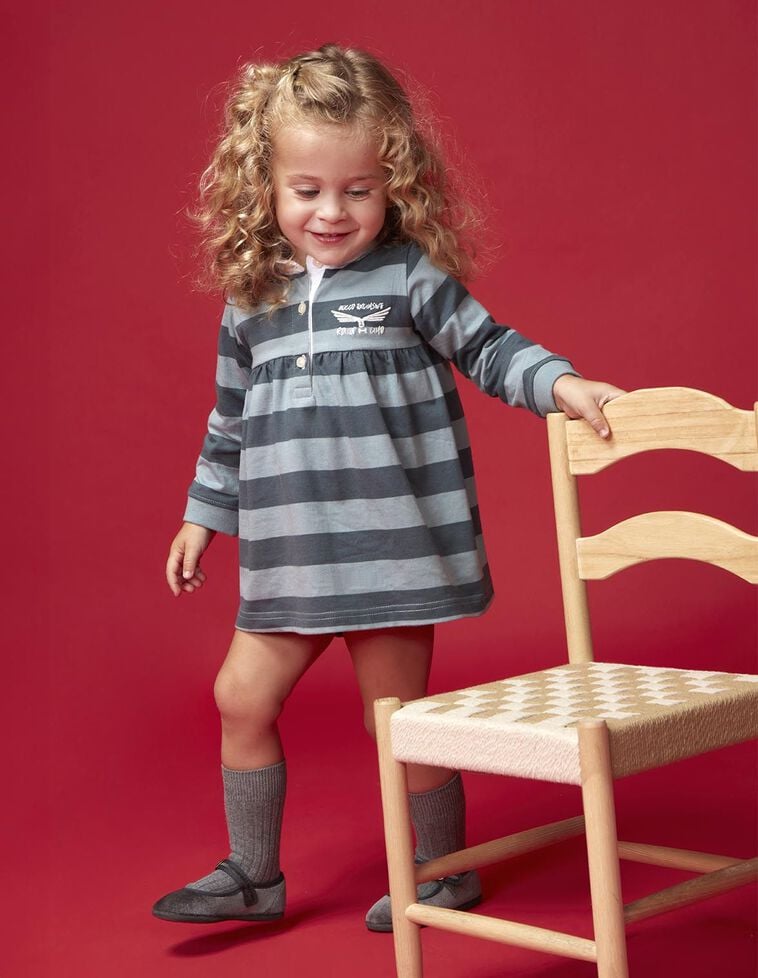 Vestido polo bordado verde-petróleo